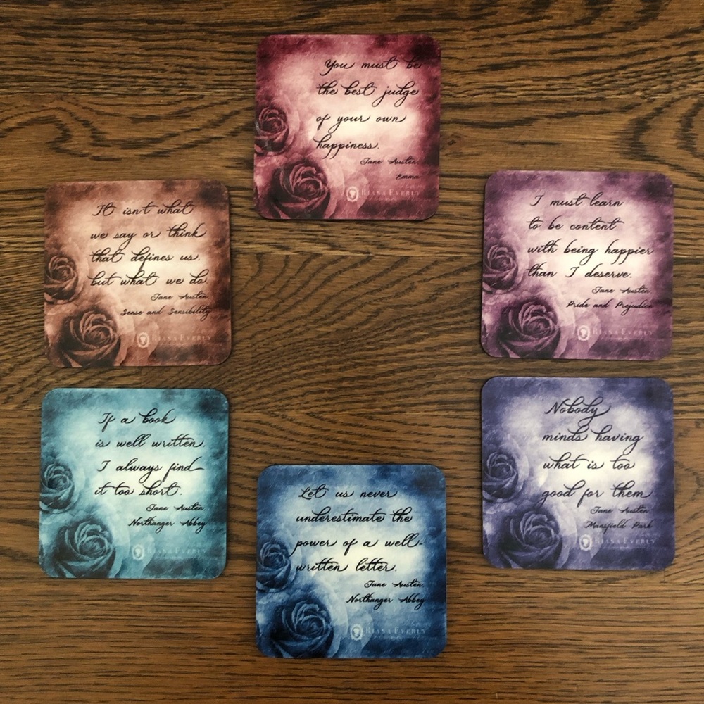 Jane Austen Book Quotes Coasters